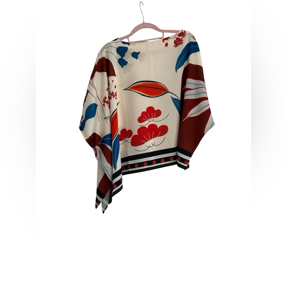 Ador Satin Bateau Bias Hem Wide Sleeve Blouse - Size Large - NWT - Picture 3 of 8